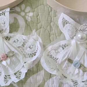 Lace Angel Ornaments with Pink and Blue Accents